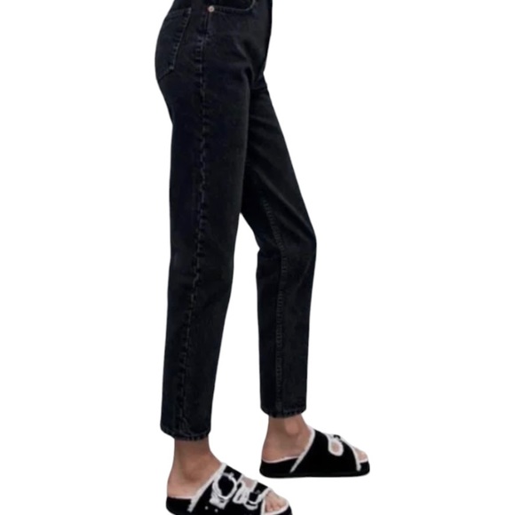 ZARA High Waisted Black Jeans US Size 0 - Picture 2 of 9